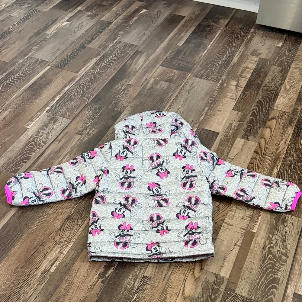 GAP‎ Girls Pink & Gray Minnie Mouse Quilted Puffer Jacket